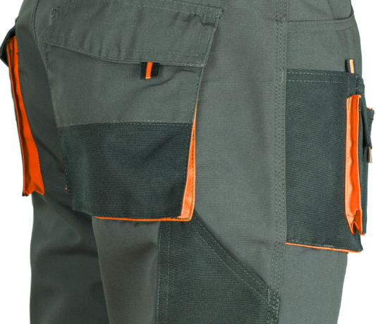 Work Pants Cargo for Men with Pockets/Straight Leg Outdoor Pants Black with Orange Accents