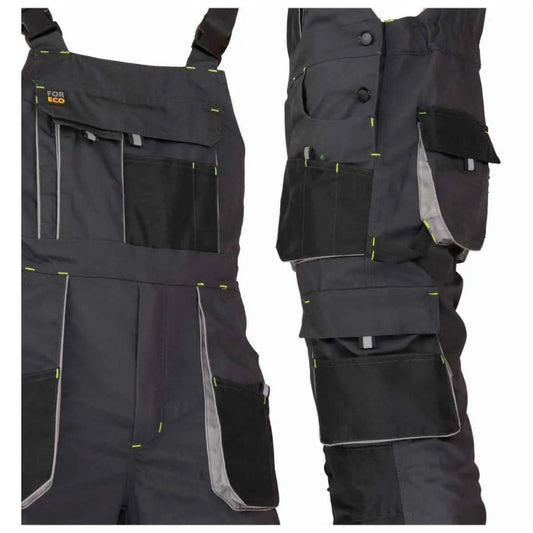 Work Bib Overall for carpenter,automotive,framing with Adjustable Straps and with grey inserts