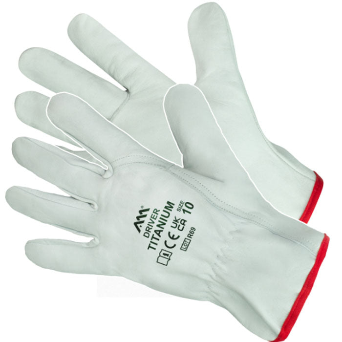 WORK GLOVES DRIVER TITANIUM kat. I | Leather, Protection & Comfort