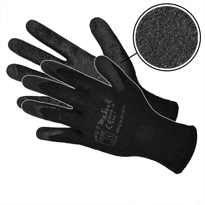 Work gloves RWGRIP BLACK | Latex coating, grip, and flexibility
