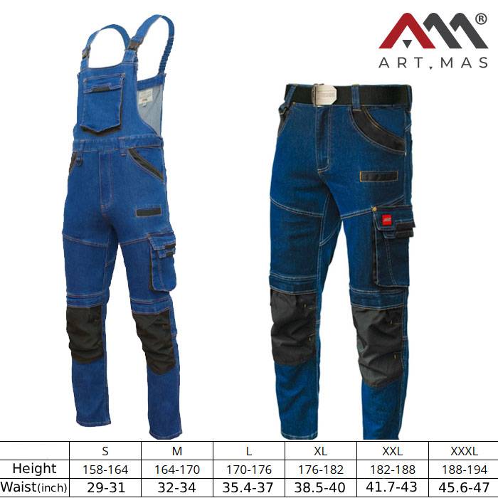 Work jeans trousers/with additional pockets. Work pants framing/farming/auto mechanic.