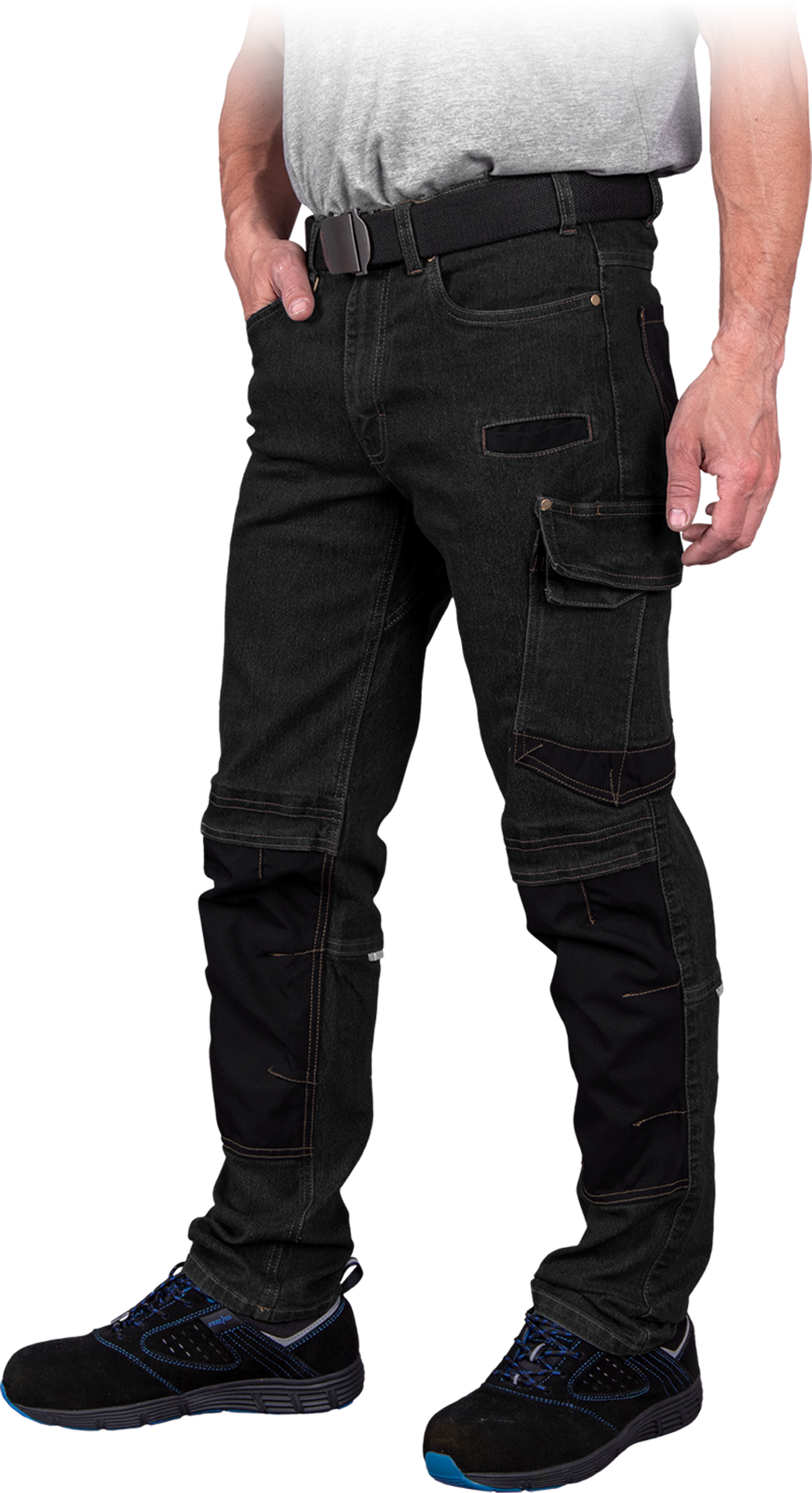Summer denim work pants JEANS 303-T Black