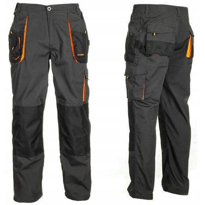 Work Pants Cargo for Men with Pockets/Straight Leg Outdoor Pants Black with Orange Accents