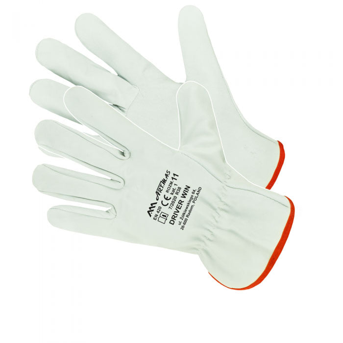 Winter leather gloves DRIVER WIN | Insulated work gloves made of full-grain leather