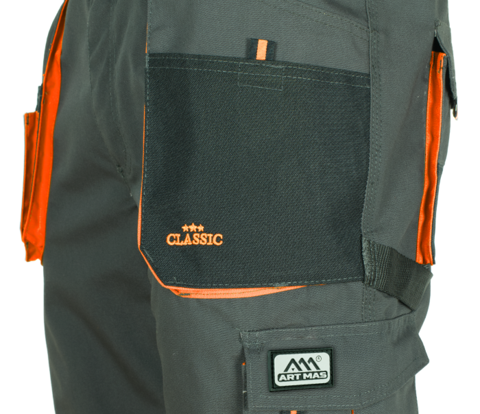 Work Pants Cargo for Men with Pockets/Straight Leg Outdoor Pants Black with Orange Accents