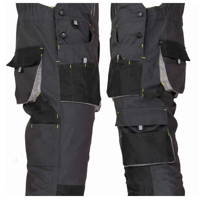 Work Bib Overall for carpenter,automotive,framing with Adjustable Straps and with grey inserts