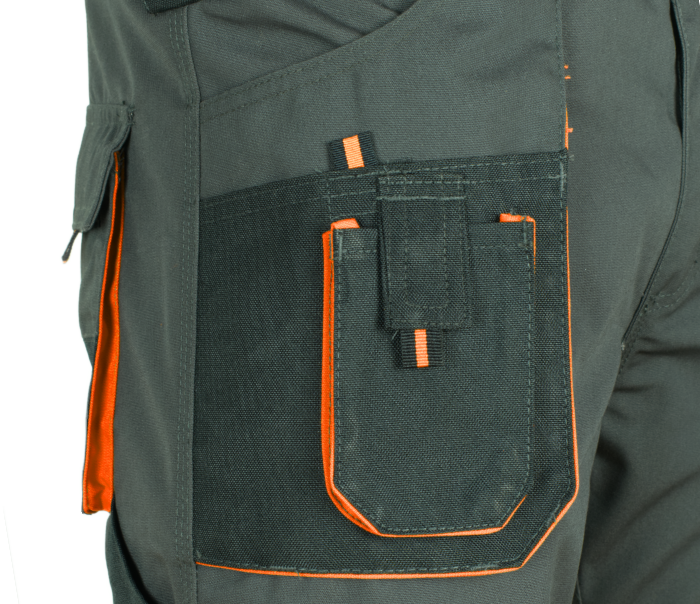 Work Pants Cargo for Men with Pockets/Straight Leg Outdoor Pants Black with Orange Accents