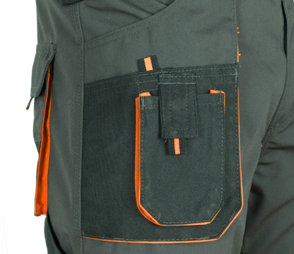 Work Pants Cargo for Men with Pockets/Straight Leg Outdoor Pants Black with Orange Accents