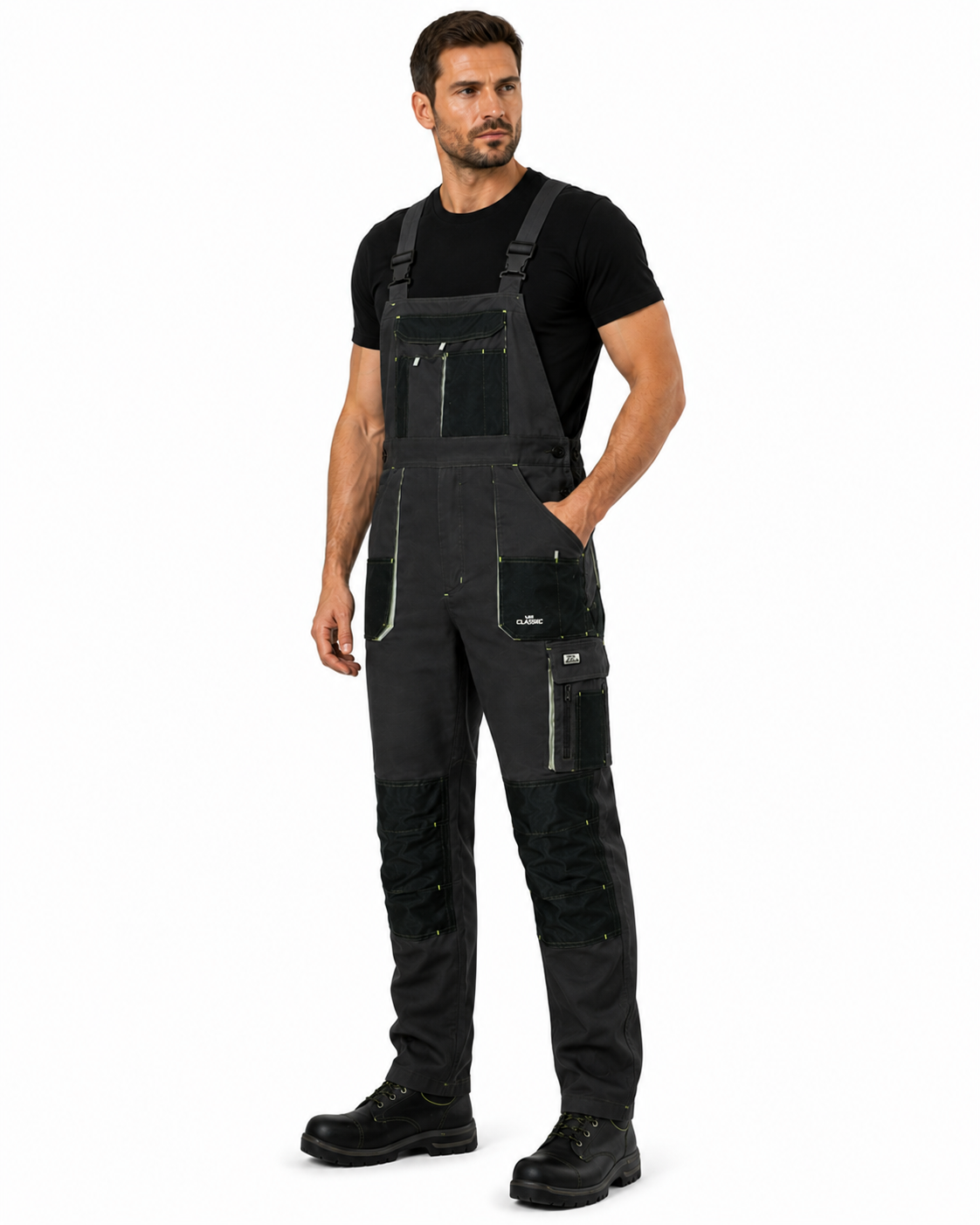 Work bib overall for men CLASSIC-GREY-B adjustable straps durable workwear