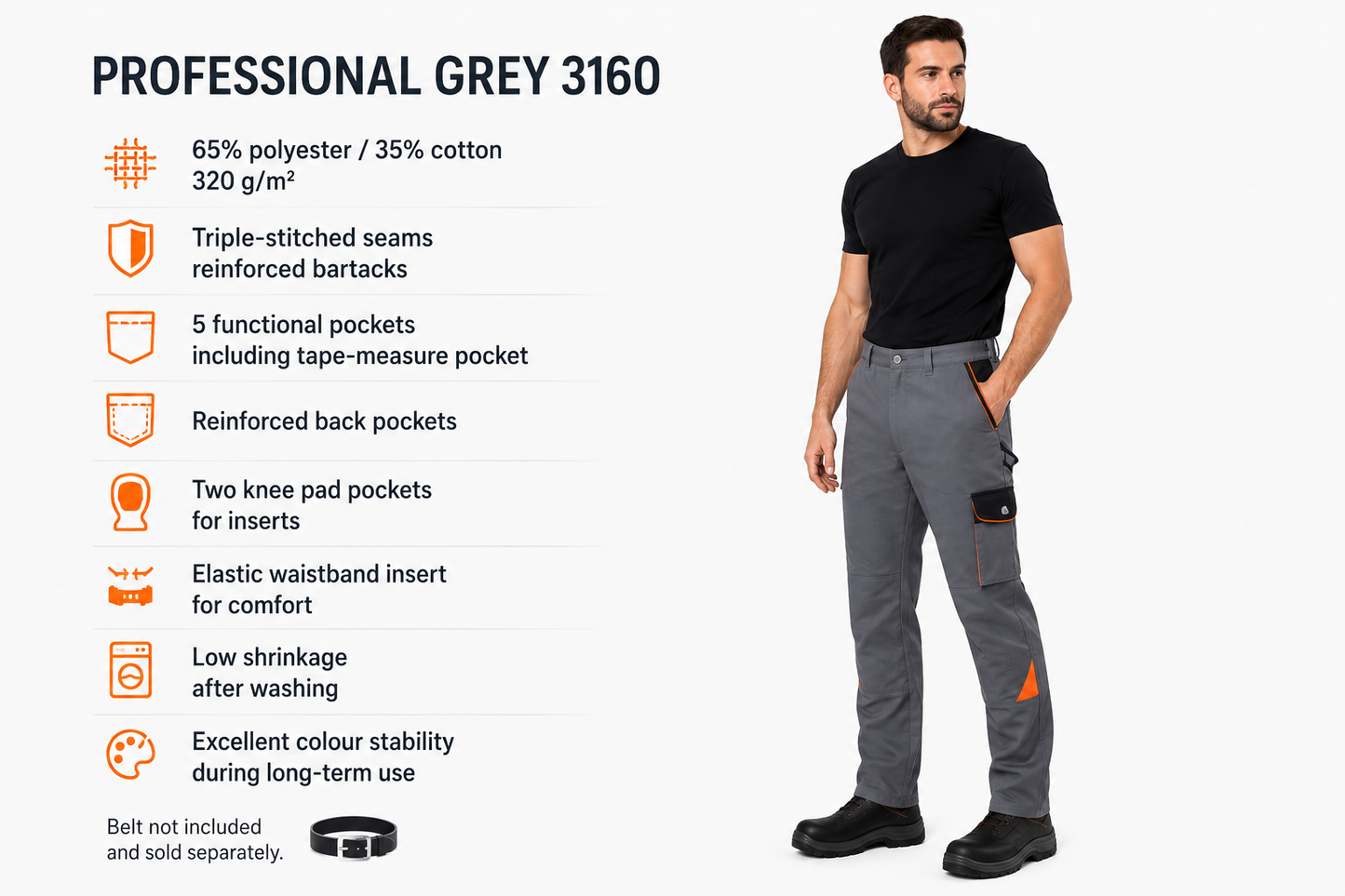 Grey work pants durable workwear PROFESSIONAL GREY
