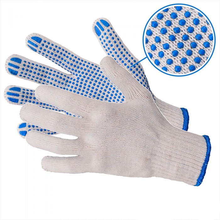 Knitted work gloves RND400 BLUE | With PVC dots for a secure grip
