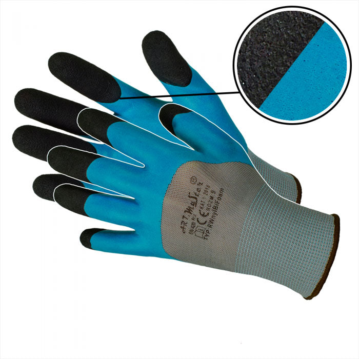 Work gloves RWNYLBI FOAM | knitted, latex, soft FOAM layer