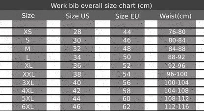 Work Bib Overall for carpenter,automotive,framing with Adjustable Straps and with grey inserts