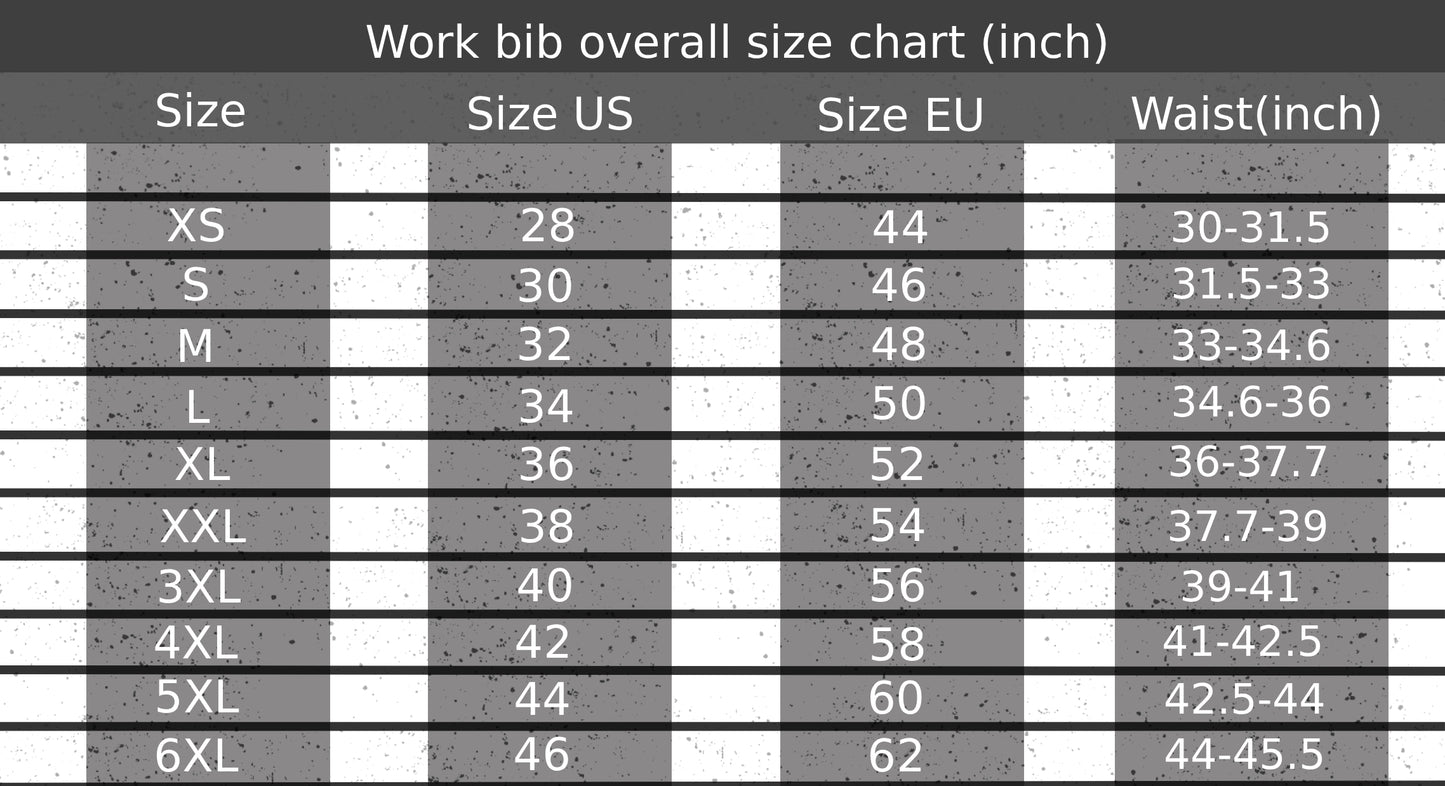 Work Bib Overall for carpenter,automotive,framing with Adjustable Straps and with grey inserts