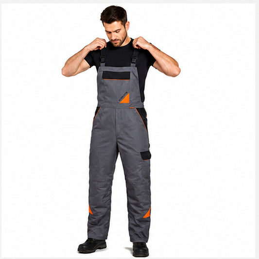 Work bib overall grey color with orange accents "Professional-grey"