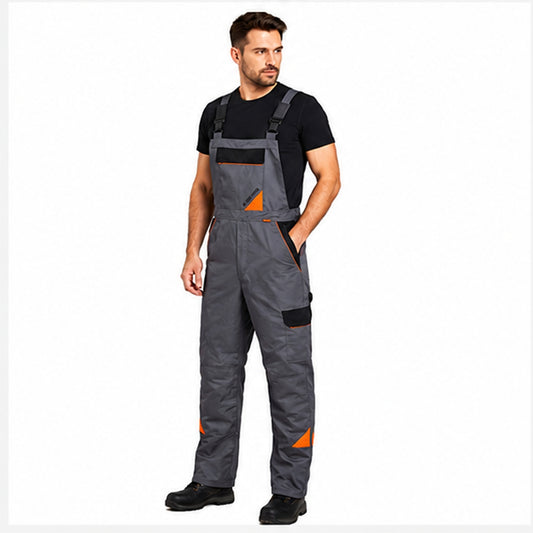 Work bib overall grey color with orange accents "Professional-grey"