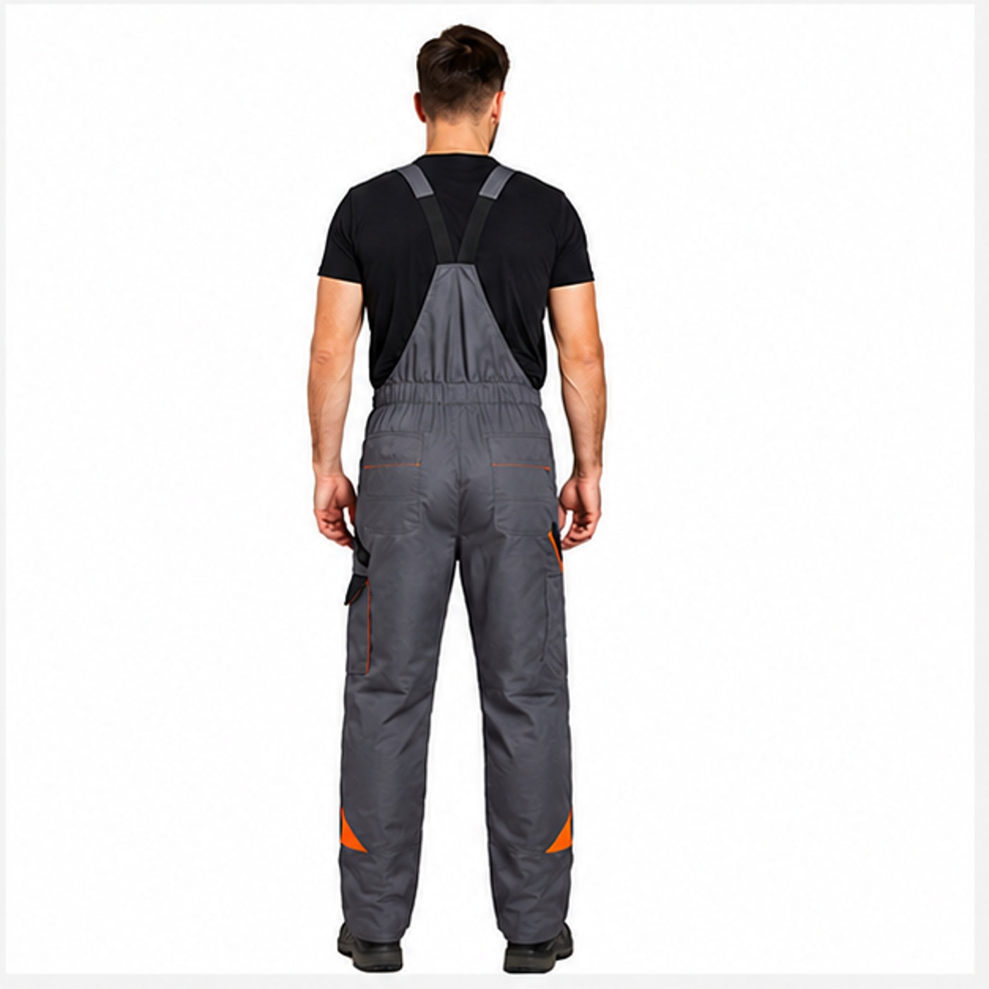 Work bib overall grey color with orange accents "Professional-grey"