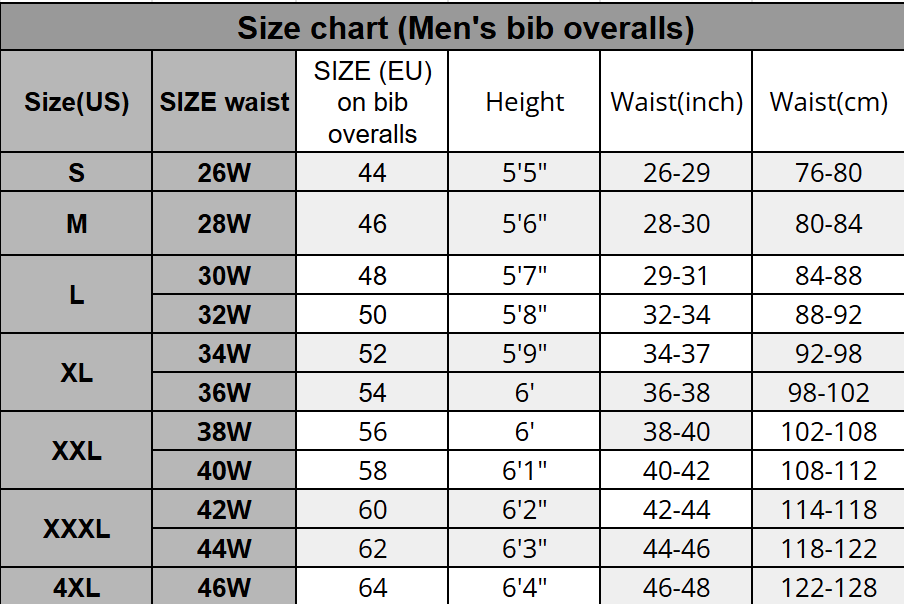Work bib overall for men CLASSIC-GREY-B adjustable straps durable workwear