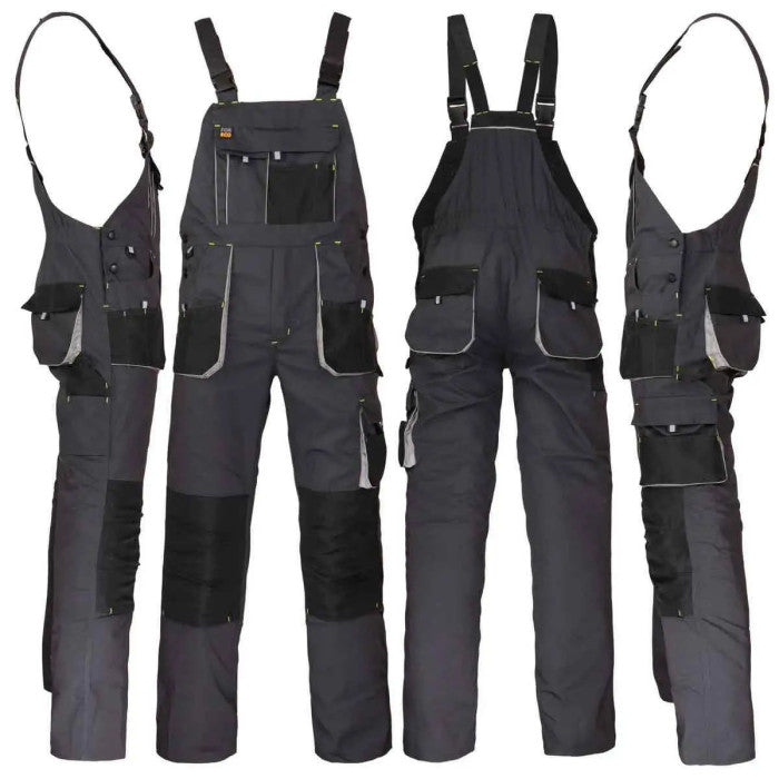 Work Bib Overall for carpenter,automotive,framing with Adjustable Straps and with grey inserts