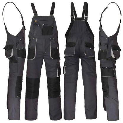 Work Bib Overall for carpenter,automotive,framing with Adjustable Straps and with grey inserts