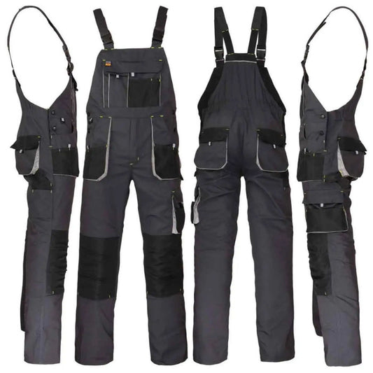 Work Bib Overall for carpenter,automotive,framing with Adjustable Straps and with grey inserts